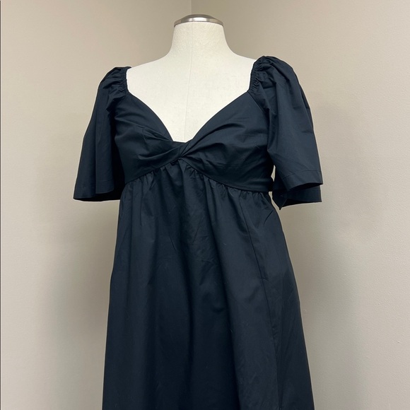 Abercrombie & Fitch Dresses & Skirts - Abercrombie & Fitch Petite Navy Puff Sleeve Twist Front Bow Back A-Line Dress L
